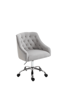 Velvet Office Swivel Chair, Vanity Chair, Fabric Desk Chair, Pretty Fancy Chair, Gold Office Chair for Girls, 360°Swivel Height Adjustable Reception Chair, Light Grey - Supfirm