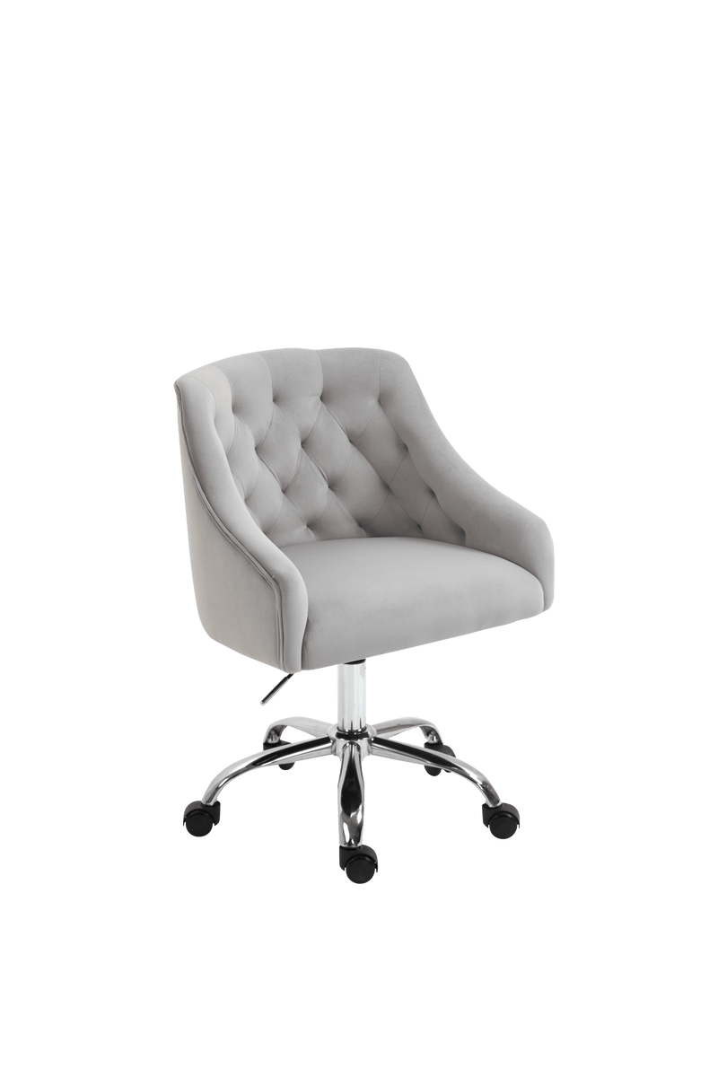 Velvet Office Swivel Chair, Vanity Chair, Fabric Desk Chair, Pretty Fancy Chair, Gold Office Chair for Girls, 360°Swivel Height Adjustable Reception Chair, Light Grey - Supfirm