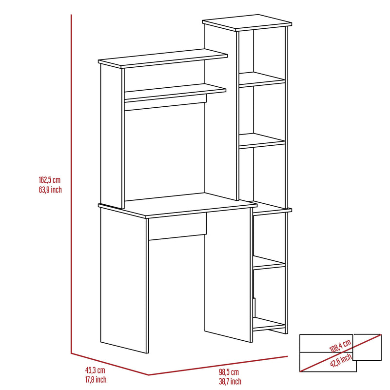 Versalles Writintg Desk, Two Superior Shelves, Five Cubbies -White - Supfirm