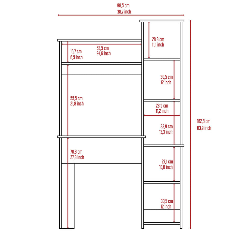 Versalles Writintg Desk, Two Superior Shelves, Five Cubbies -White - Supfirm