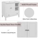 [VIDEO] 30" Bathroom Vanity with Sink, Bathroom Storage Cabinet with Doors and Drawers, Solid Wood Frame, Ceramic Sink, White - Supfirm