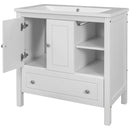 [VIDEO] 30" Bathroom Vanity with Sink, Bathroom Storage Cabinet with Doors and Drawers, Solid Wood Frame, Ceramic Sink, White - Supfirm