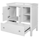 [VIDEO] 30" Bathroom Vanity with Sink, Bathroom Storage Cabinet with Doors and Drawers, Solid Wood Frame, Ceramic Sink, White - Supfirm