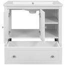 [VIDEO] 30" Bathroom Vanity with Sink, Bathroom Storage Cabinet with Doors and Drawers, Solid Wood Frame, Ceramic Sink, White - Supfirm