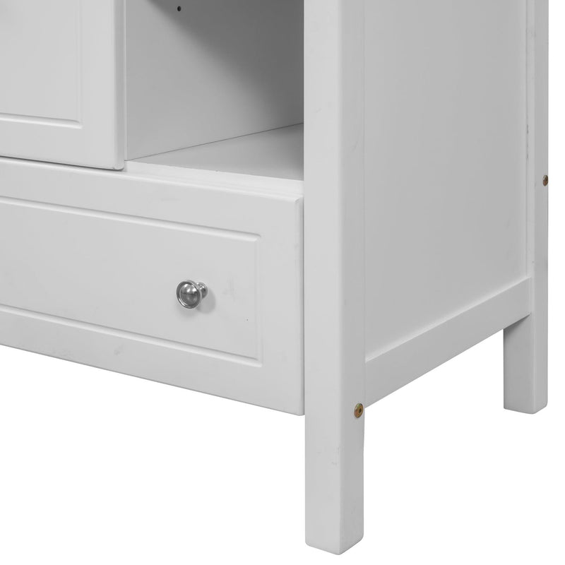 [VIDEO] 30" Bathroom Vanity with Sink, Bathroom Storage Cabinet with Doors and Drawers, Solid Wood Frame, Ceramic Sink, White - Supfirm