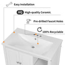 [VIDEO] 30" Bathroom Vanity with Sink, Bathroom Storage Cabinet with Doors and Drawers, Solid Wood Frame, Ceramic Sink, White - Supfirm