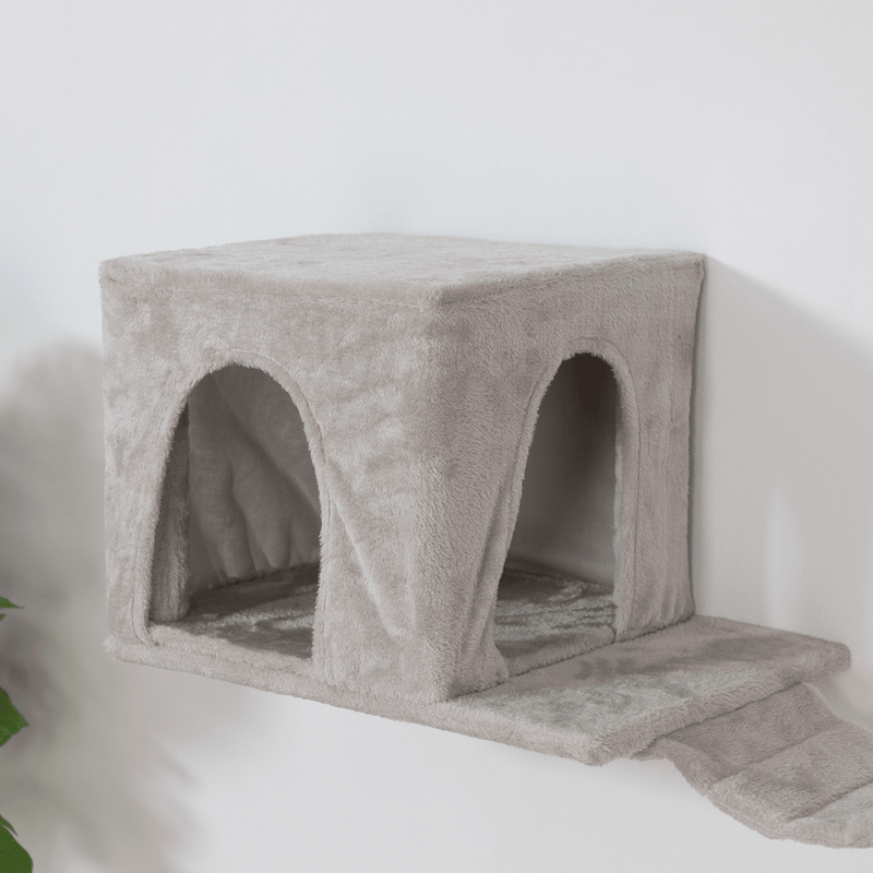 Wall-mounted Cat Tree, Cat Furniture with 2 Cat Condos House, 3 Cat Wall Shelves, 2 Ladder, 1 Cat Perch, Sisal Cat Scratching Posts and Pad - Supfirm