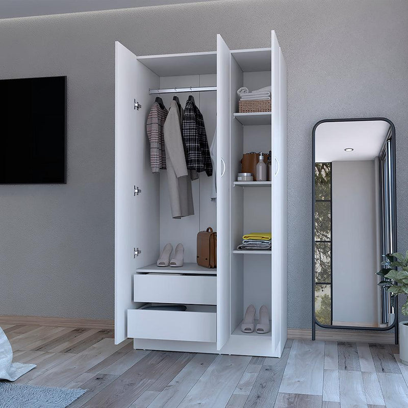 Wardrobe Erie, Bedroom, White - Supfirm