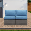 Wholesale Rattan Wicker Armless Twin Single Double Sectional Grey Navy Blue Outdoor Sofa Of 2 Seat Couch - Supfirm