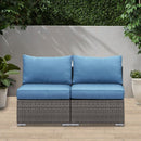 Wholesale Rattan Wicker Armless Twin Single Double Sectional Grey Navy Blue Outdoor Sofa Of 2 Seat Couch - Supfirm