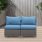 Wholesale Rattan Wicker Armless Twin Single Double Sectional Grey Navy Blue Outdoor Sofa Of 2 Seat Couch - Supfirm