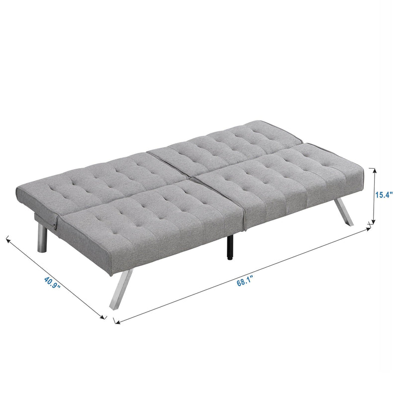 WOOD FRAME, STAINLESS LEG, FUTON, SOFA BED GREY - Supfirm