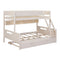 Wood Twin over Full Bunk Bed with Storage Shelves and Twin Size Trundle, Cream - Supfirm