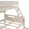 Wood Twin over Full Bunk Bed with Storage Shelves and Twin Size Trundle, Cream - Supfirm