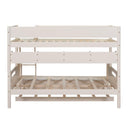 Wood Twin over Full Bunk Bed with Storage Shelves and Twin Size Trundle, Cream - Supfirm