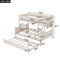 Wood Twin over Full Bunk Bed with Storage Shelves and Twin Size Trundle, Cream - Supfirm