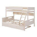 Wood Twin over Full Bunk Bed with Storage Shelves and Twin Size Trundle, Cream - Supfirm