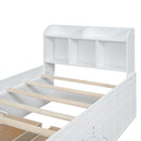 Wood Twin Size Platform Bed with 2 Drawers, Storage Headboard and Footboard, White(Expected Arrival Time: 1.28) - Supfirm