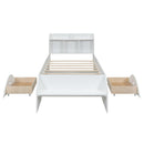 Wood Twin Size Platform Bed with 2 Drawers, Storage Headboard and Footboard, White(Expected Arrival Time: 1.28) - Supfirm