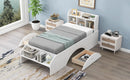 Wood Twin Size Platform Bed with 2 Drawers, Storage Headboard and Footboard, White(Expected Arrival Time: 1.28) - Supfirm