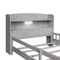 Wood Twin Size Platform Bed with Built-in LED Light, Storage Headboard and Guardrail, Antique Grey - Supfirm