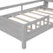 Wood Twin Size Platform Bed with Built-in LED Light, Storage Headboard and Guardrail, Antique Grey - Supfirm