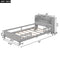 Wood Twin Size Platform Bed with Built-in LED Light, Storage Headboard and Guardrail, Antique Grey - Supfirm