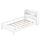 Wood Twin Size Platform Bed with Built-in LED Light, Storage Headboard and Guardrail, White - Supfirm