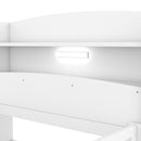 Wood Twin Size Platform Bed with Built-in LED Light, Storage Headboard and Guardrail, White - Supfirm