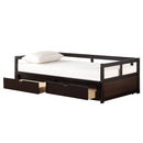 Wooden Daybed with Trundle Bed and Two Storage Drawers , Extendable Bed Daybed,Sofa Bed for Bedroom Living Room,Espresso - Supfirm