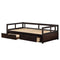 Wooden Daybed with Trundle Bed and Two Storage Drawers , Extendable Bed Daybed,Sofa Bed for Bedroom Living Room,Espresso - Supfirm