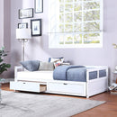 Wooden Daybed with Trundle Bed and Two Storage Drawers , Extendable Bed Daybed,Sofa Bed for Bedroom Living Room,White - Supfirm