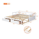 Wooden Daybed with Trundle Bed and Two Storage Drawers , Extendable Bed Daybed,Sofa Bed for Bedroom Living Room,White - Supfirm