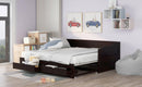 Wooden Daybed with Trundle Bed and Two Storage Drawers , Extendable Bed Daybed,Sofa Bed with Two Drawers, Espresso - Supfirm