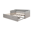 Wooden Daybed with Trundle Bed and Two Storage Drawers , Extendable Bed Daybed,Sofa Bed with Two Drawers, Gray - Supfirm