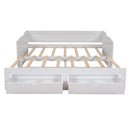 Wooden Daybed with Trundle Bed and Two Storage Drawers , Extendable Bed Daybed,Sofa Bed with Two Drawers, White - Supfirm