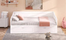 Wooden Daybed with Trundle Bed and Two Storage Drawers , Extendable Bed Daybed,Sofa Bed with Two Drawers, White - Supfirm