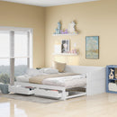 Wooden Daybed with Trundle Bed and Two Storage Drawers , Extendable Bed Daybed,Sofa Bed with Two Drawers, White - Supfirm