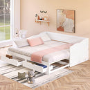 Wooden Daybed with Trundle Bed and Two Storage Drawers , Extendable Bed Daybed,Sofa Bed with Two Drawers, White - Supfirm