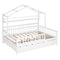 Wooden Full Size House Bed with Twin Size Trundle,Kids Bed with Shelf, White - Supfirm