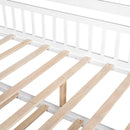 Wooden Full Size House Bed with Twin Size Trundle,Kids Bed with Shelf, White - Supfirm