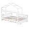 Wooden Full Size House Bed with Twin Size Trundle,Kids Bed with Shelf, White - Supfirm