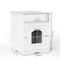 Wooden Pet House Cat Litter Box Enclosure with Drawer, Side Table, Indoor Pet Crate, Cat Home Nightstand (White) - Supfirm