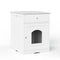 Wooden Pet House Cat Litter Box Enclosure with Drawer, Side Table, Indoor Pet Crate, Cat Home Nightstand (White) - Supfirm