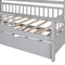 Wooden Twin Size House Bed with Trundle,Kids Bed with Shelf, Gray - Supfirm