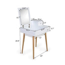 Wooden Vanity Desk Flip-top Dressing Mirror Writing table Computer Desk,White - Supfirm