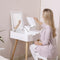 Wooden Vanity Desk Flip-top Dressing Mirror Writing table Computer Desk,White - Supfirm