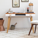 Wooden Vanity table Makeup Dressing Desk Writing Desk Computer Table with Solid Wood Top Panel - Supfirm