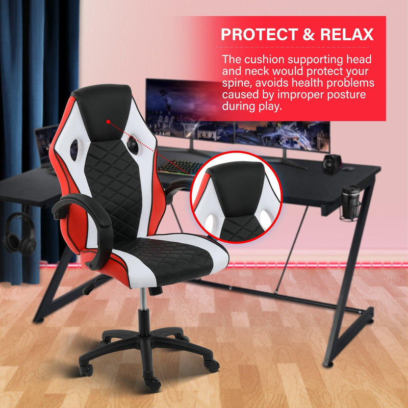 YSSOA Gaming Office High Back Computer Ergonomic Adjustable Swivel Chair, Black/White/Red - Supfirm