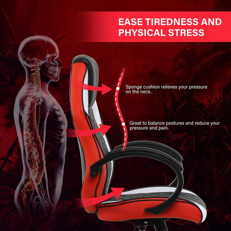 YSSOA Gaming Office High Back Computer Ergonomic Adjustable Swivel Chair, Black/White/Red - Supfirm